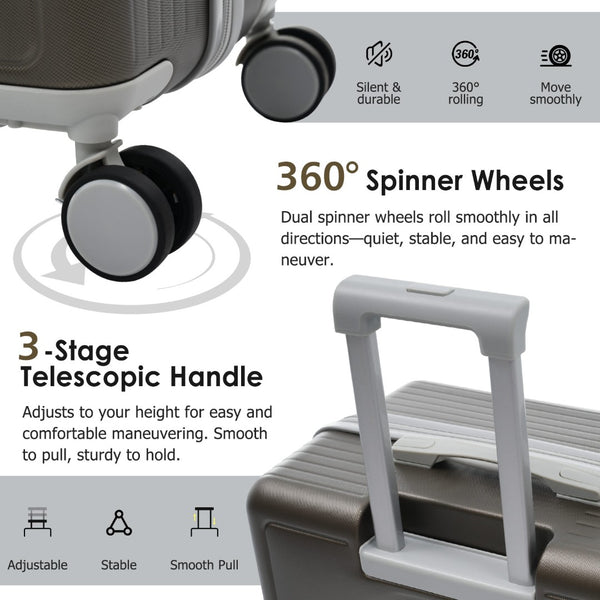 English Elm Luggage 3 Piece Hardshell Abs Set with Spinner Wheels Tsa Lock Travel Ready N730P304620Q