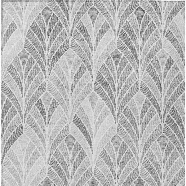 Homeroots 3' Aqua Mint Green And Silver Geometric Washable Area Rug For Indoor And Outdoor Spaces 5' X 8' Polyester 589225