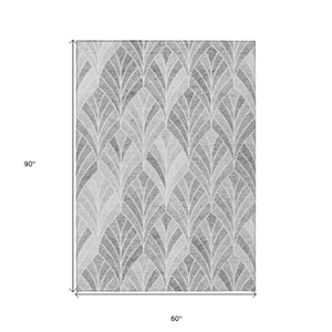 Homeroots 3' Aqua Mint Green And Silver Geometric Washable Area Rug For Indoor And Outdoor Spaces 5' X 8' Polyester 589225