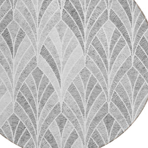 Homeroots 3' Aqua Mint Green And Silver Geometric Washable Area Rug For Indoor And Outdoor Spaces 8' Round Polyester 589226