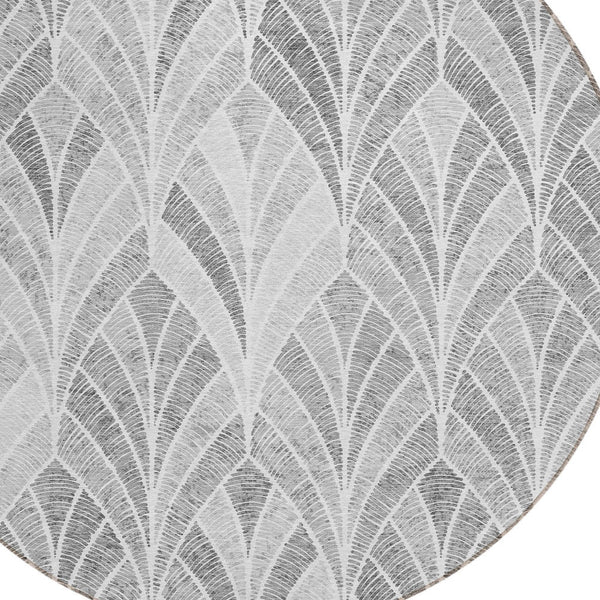 Homeroots 3' Aqua Mint Green And Silver Geometric Washable Area Rug For Indoor And Outdoor Spaces 8' Round Polyester 589226