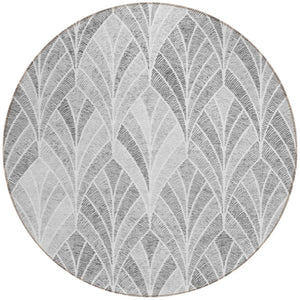 Homeroots 3' Aqua Mint Green And Silver Geometric Washable Area Rug For Indoor And Outdoor Spaces 8' Round Polyester 589226