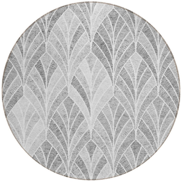 Homeroots 3' Aqua Mint Green And Silver Geometric Washable Area Rug For Indoor And Outdoor Spaces 8' Round Polyester 589226