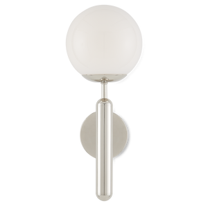 Barbican Modern Nickel Wall Sconce with Translucent Glass Globe, Ideal for Bathroom Lighting