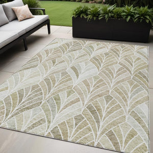 Homeroots 3' Aqua Mint Green And Silver Geometric Washable Area Rug For Indoor And Outdoor Spaces 5' X 8' Polyester 589231