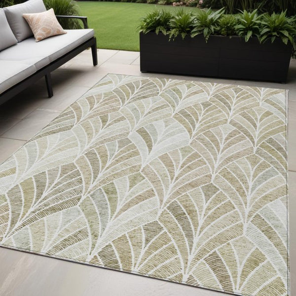 Homeroots 3' Aqua Mint Green And Silver Geometric Washable Area Rug For Indoor And Outdoor Spaces 5' X 8' Polyester 589231