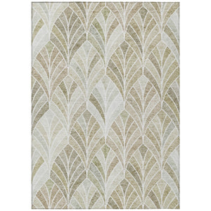 HomeRoots 5' Khaki Tan and Beige Geometric Area Rug - Durable, Washable Design for Indoor and Outdoor Use 5' X 8' 589231