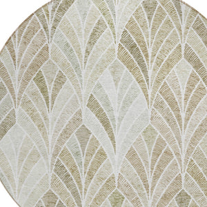 Homeroots 3' Aqua Mint Green And Silver Geometric Washable Area Rug For Indoor And Outdoor Spaces 8' Round Polyester 589232