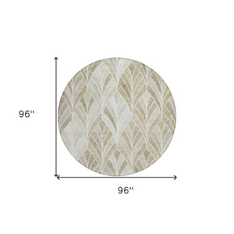 Homeroots 3' Aqua Mint Green And Silver Geometric Washable Area Rug For Indoor And Outdoor Spaces 8' Round Polyester 589232