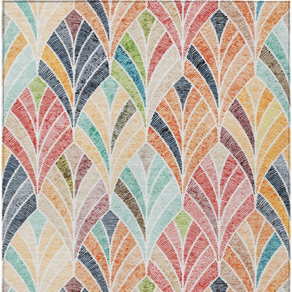 Homeroots 3' Aqua Mint Green And Silver Geometric Washable Area Rug For Indoor And Outdoor Spaces 3' X 5' Polyester 589236