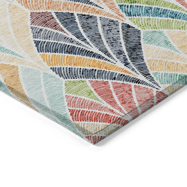 Homeroots 3' Aqua Mint Green And Silver Geometric Washable Area Rug For Indoor And Outdoor Spaces 5' X 8' Polyester 589237