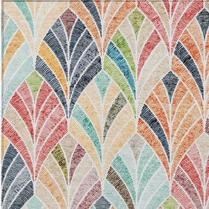 Homeroots 3' Aqua Mint Green And Silver Geometric Washable Area Rug For Indoor And Outdoor Spaces 5' X 8' Polyester 589237