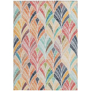 Homeroots 3' Aqua Mint Green And Silver Geometric Washable Area Rug For Indoor And Outdoor Spaces 8' X 10' Polyester 589239
