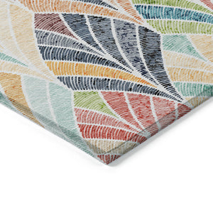 Homeroots 3' Aqua Mint Green And Silver Geometric Washable Area Rug For Indoor And Outdoor Spaces 9' X 12' Polyester 589240