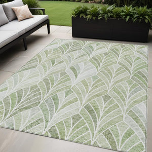 Homeroots 3' Aqua Mint Green And Silver Geometric Washable Area Rug For Indoor And Outdoor Spaces 5' X 8' Polyester 589243