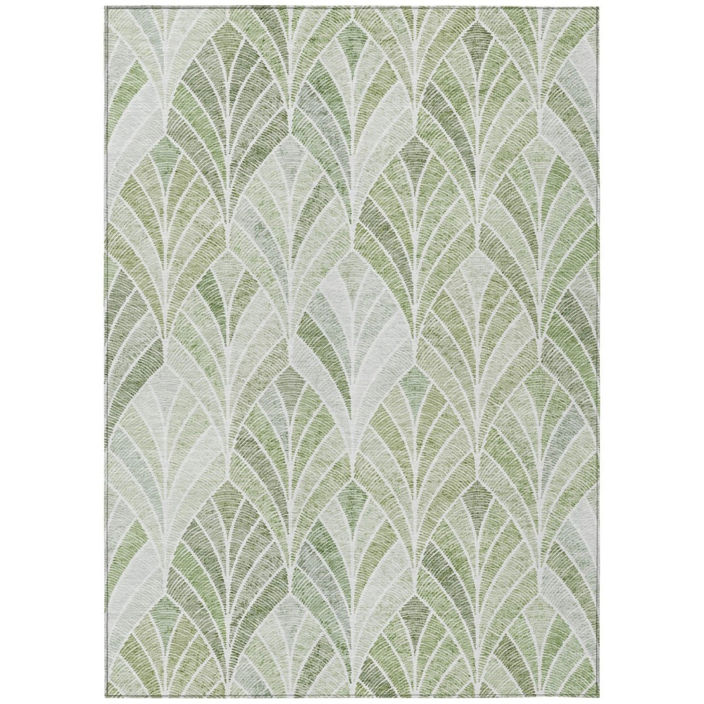 HomeRoots 5' Geometric Sage Artichoke and Mint Green Area Rug - Washable, Durable for Indoor & Outdoor Use 5' X 8' 589243