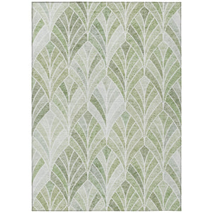 HomeRoots 5' Geometric Sage Artichoke and Mint Green Area Rug - Washable, Durable for Indoor & Outdoor Use 5' X 8' 589243
