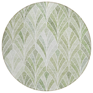 HomeRoots 5' Geometric Sage Artichoke and Mint Green Area Rug - Washable, Durable for Indoor & Outdoor Use 8' Round 589244