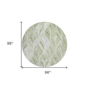 Homeroots 3' Aqua Mint Green And Silver Geometric Washable Area Rug For Indoor And Outdoor Spaces 8' Round Polyester 589244