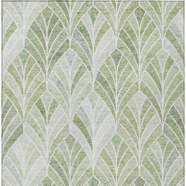 Homeroots 3' Aqua Mint Green And Silver Geometric Washable Area Rug For Indoor And Outdoor Spaces 8' X 10' Polyester 589245