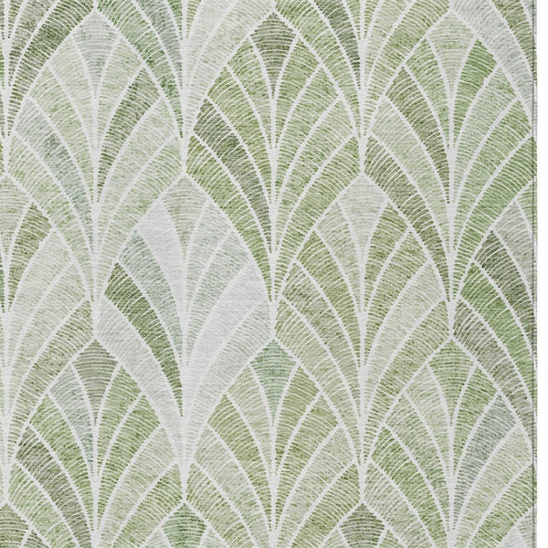 Homeroots 3' Aqua Mint Green And Silver Geometric Washable Area Rug For Indoor And Outdoor Spaces 8' X 10' Polyester 589245