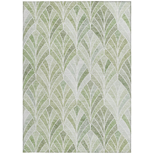 Homeroots 3' Aqua Mint Green And Silver Geometric Washable Area Rug For Indoor And Outdoor Spaces 10' X 14' Polyester 589247