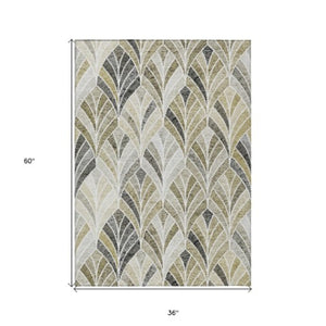 Homeroots 3' Aqua Mint Green And Silver Geometric Washable Area Rug For Indoor And Outdoor Spaces 3' X 5' Polyester 589248