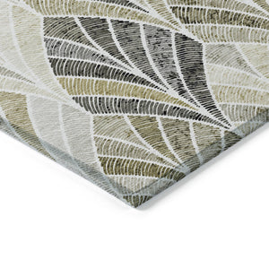 Homeroots 3' Aqua Mint Green And Silver Geometric Washable Area Rug For Indoor And Outdoor Spaces 5' X 8' Polyester 589249