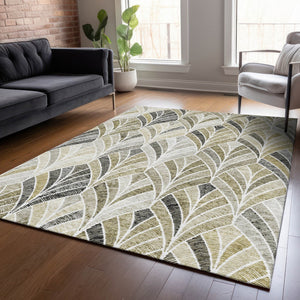 Homeroots 3' Aqua Mint Green And Silver Geometric Washable Area Rug For Indoor And Outdoor Spaces 5' X 8' Polyester 589249