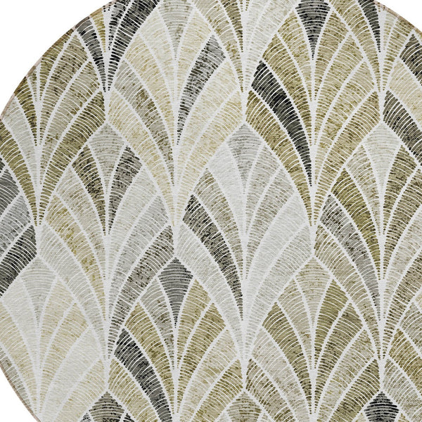 Homeroots 3' Aqua Mint Green And Silver Geometric Washable Area Rug For Indoor And Outdoor Spaces 8' Round Polyester 589250