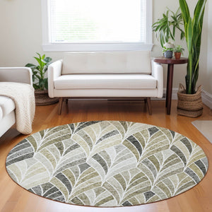 Homeroots 3' Aqua Mint Green And Silver Geometric Washable Area Rug For Indoor And Outdoor Spaces 8' Round Polyester 589250