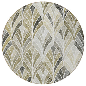 Homeroots 3' Aqua Mint Green And Silver Geometric Washable Area Rug For Indoor And Outdoor Spaces 8' Round Polyester 589250