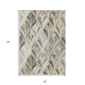 Homeroots 3' Aqua Mint Green And Silver Geometric Washable Area Rug For Indoor And Outdoor Spaces 8' X 10' Polyester 589251