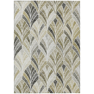 HomeRoots 5' Stylish Taupe Ivory Brown Geometric Area Rug - Durable, Washable, Indoor/Outdoor Versatility 8' X 10' 589251