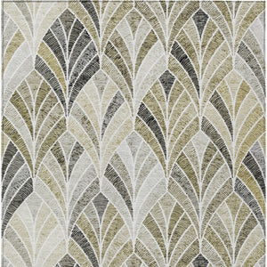 Homeroots 3' Aqua Mint Green And Silver Geometric Washable Area Rug For Indoor And Outdoor Spaces 9' X 12' Polyester 589252