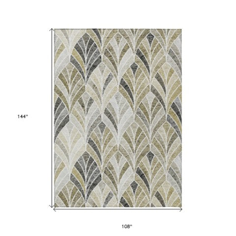 Homeroots 3' Aqua Mint Green And Silver Geometric Washable Area Rug For Indoor And Outdoor Spaces 9' X 12' Polyester 589252