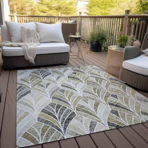 Homeroots 3' Aqua Mint Green And Silver Geometric Washable Area Rug For Indoor And Outdoor Spaces 9' X 12' Polyester 589252
