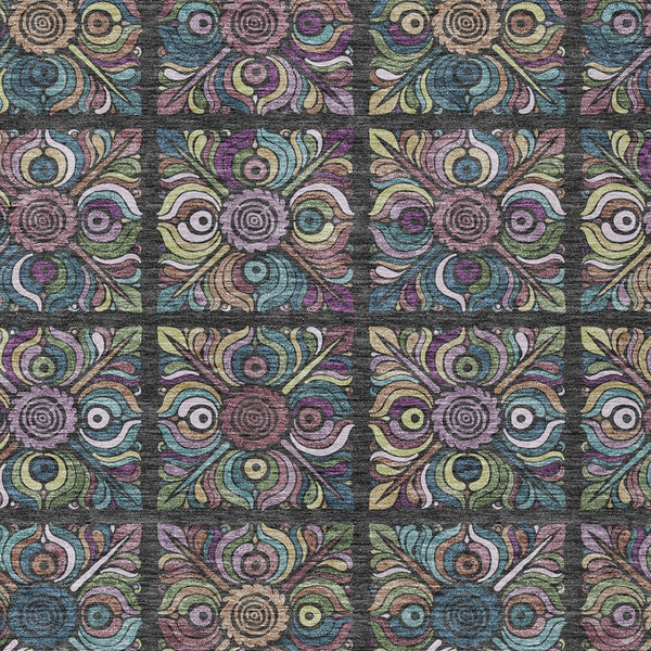 Homeroots 3' Black Purple And Teal Blue Medallion Washable Area Rug - Stylish Indoor Outdoor Comfort And Durability 3' X 5' Polyester 589254