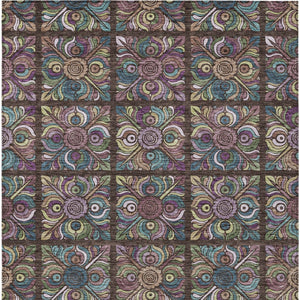 Homeroots 3' Black Purple And Teal Blue Medallion Washable Area Rug - Stylish Indoor Outdoor Comfort And Durability 3' X 5' Polyester 589260