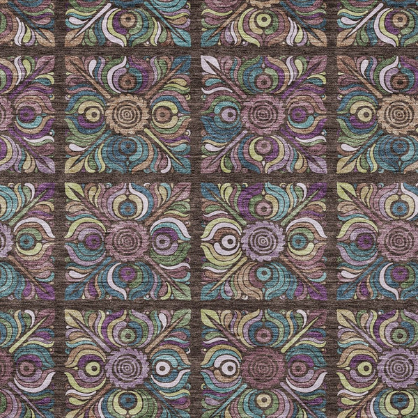 Homeroots 3' Black Purple And Teal Blue Medallion Washable Area Rug - Stylish Indoor Outdoor Comfort And Durability 5' X 8' Polyester 589261