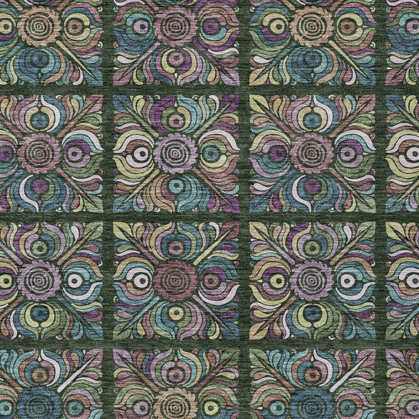 Homeroots 3' Black Purple And Teal Blue Medallion Washable Area Rug - Stylish Indoor Outdoor Comfort And Durability 3' X 5' Polyester 589266