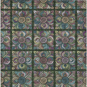Homeroots 3' Black Purple And Teal Blue Medallion Washable Area Rug - Stylish Indoor Outdoor Comfort And Durability 10' X 14' Polyester 589271