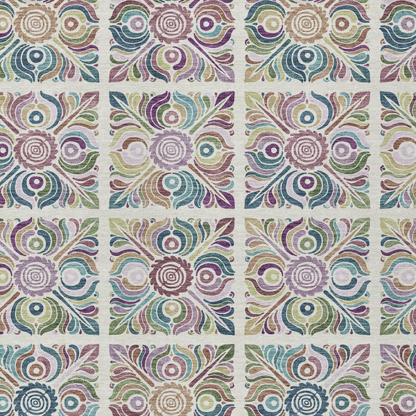 Homeroots 3' Black Purple And Teal Blue Medallion Washable Area Rug - Stylish Indoor Outdoor Comfort And Durability 9' X 12' Polyester 589276