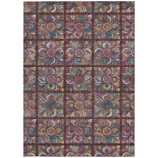 Homeroots 3' Black Purple And Teal Blue Medallion Washable Area Rug - Stylish Indoor Outdoor Comfort And Durability 10' X 14' Polyester 589289