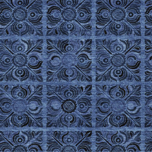 Homeroots 3' Denim Blue And Charcoal Medallion Washable Area Rug For Indoor And Outdoor Spaces, Durable Design 5' X 8' Polyester 589291