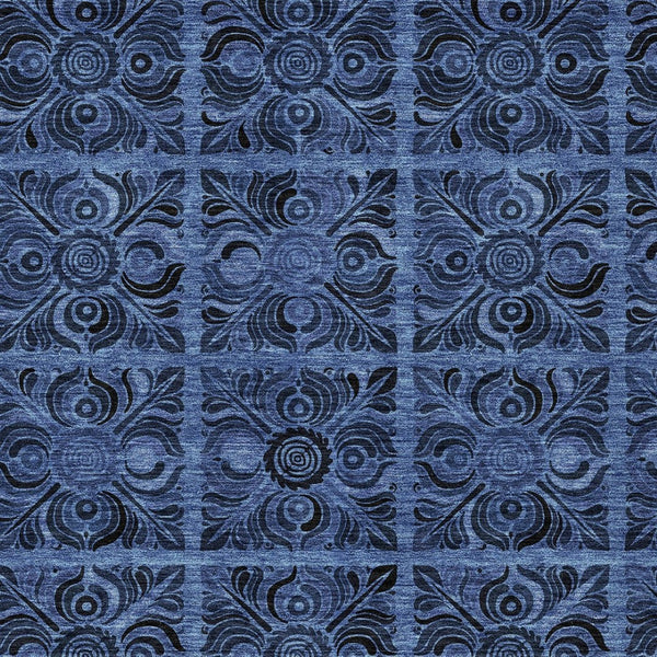 Homeroots 3' Denim Blue And Charcoal Medallion Washable Area Rug For Indoor And Outdoor Spaces, Durable Design 5' X 8' Polyester 589291