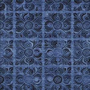 Homeroots 3' Denim Blue And Charcoal Medallion Washable Area Rug For Indoor And Outdoor Spaces, Durable Design 8' X 10' Polyester 589293