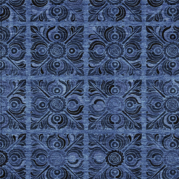 Homeroots 3' Denim Blue And Charcoal Medallion Washable Area Rug For Indoor And Outdoor Spaces, Durable Design 8' X 10' Polyester 589293