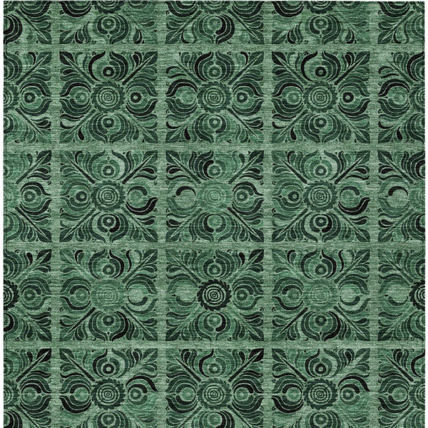 Homeroots 3' Denim Blue And Charcoal Medallion Washable Area Rug For Indoor And Outdoor Spaces, Durable Design 5' X 8' Polyester 589297