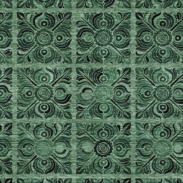 Homeroots 3' Denim Blue And Charcoal Medallion Washable Area Rug For Indoor And Outdoor Spaces, Durable Design 8' X 10' Polyester 589299